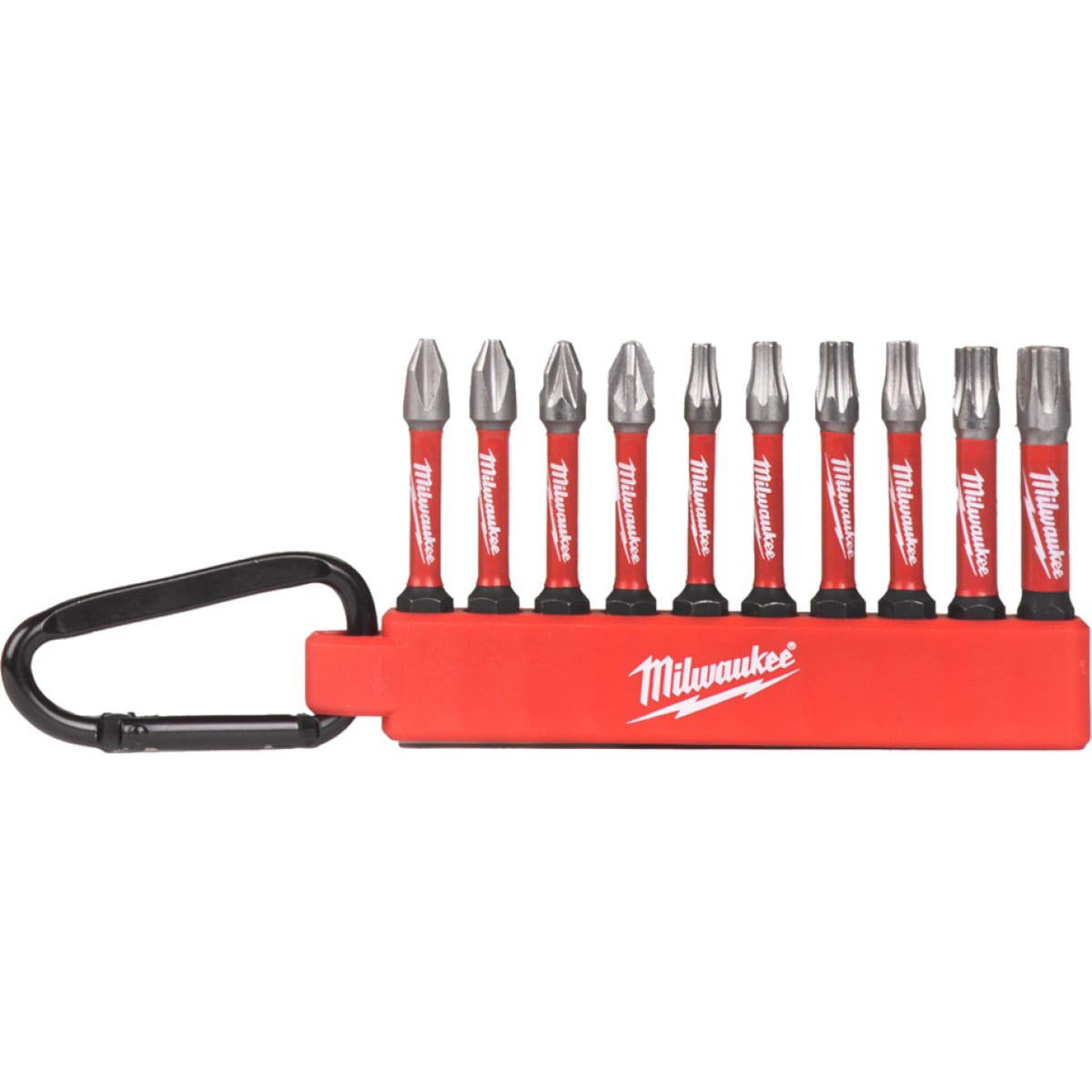 Бита Milwaukee SHOCKWAVE в держателе №1 (2xPH2 PZ2 TX15 2xTX20 2xTX25 TX30 TX40)