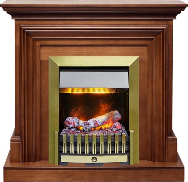 Деревянные каминокомплекты Dimplex Каминокомплект Bradford - Орех с очагом Danville Antique Brass FB2