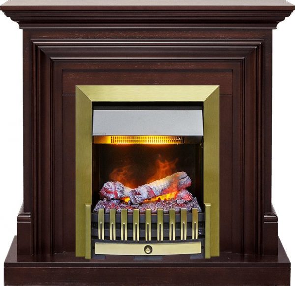 Деревянные каминокомплекты Dimplex Каминокомплект Bradford - Темный дуб с очагом Danville Antique Brass FB2