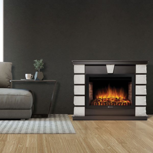 Каминокомплект: Очаг Electrolux EFP/P-2520LS N, портал Excalibur 25 камень белый — изображение 5