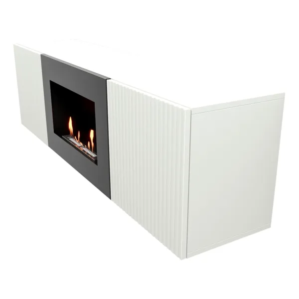 Каминокомплект: Тумба с биокамином Firelight BFP/P-1400L белая+набор керамических дров ель — изображение 6