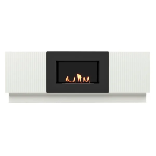 Каминокомплект: Тумба с биокамином Firelight BFP/P-1400L белая+набор керамических дров сосна — изображение 4