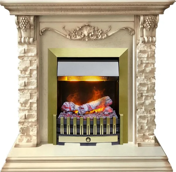 Каминокомплекты из камня Dimplex Каминокомплект Adriana - Cлоновая кость с очагом Danville Antique Brass FB2
