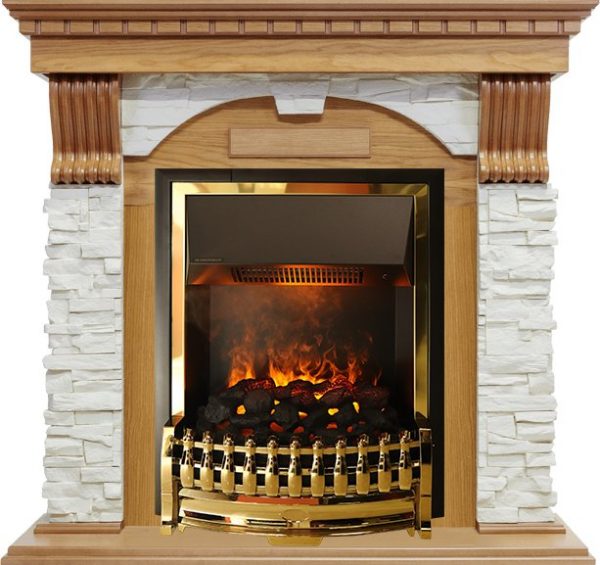 Каминокомплекты из камня Dimplex Каминокомплект Dublin - Дуб / Сланец белый с очагом Atherton