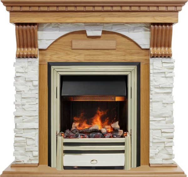 Каминокомплекты из камня Dimplex Каминокомплект Dublin - Дуб / Сланец белый с очагом Cavendish