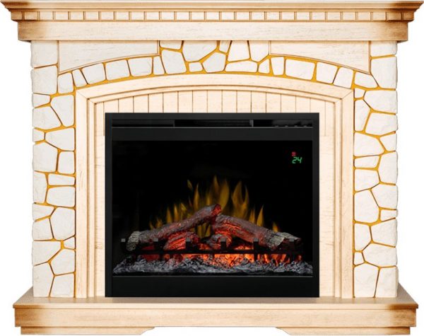 Каминокомплекты из камня Dimplex Каминокомплект Glasgow - Слоновая кость, патина / Шампань (Высота 1070мм) с очагом Symphony 26'' DF2624L-INT