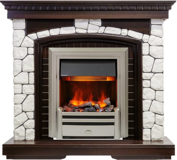 Каминокомплекты из камня Dimplex Каминокомплект Glasgow - Темный дуб / Белый с очагом Chesford