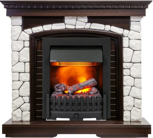 Каминокомплекты из камня Dimplex Каминокомплект Glasgow - Темный дуб / Белый с очагом Danville Black FB2