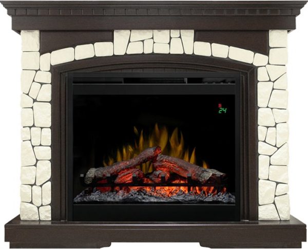 Каминокомплекты из камня Dimplex Каминокомплект Glasgow - Темный дуб / Белый (Высота 1070 мм) с очагом Symphony 26'' DF2624L-INT