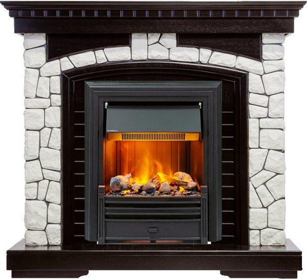 Каминокомплекты из камня Dimplex Каминокомплект Glasgow - Венге / Белый с очагом Brookline Black
