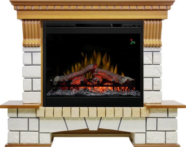 Каминокомплекты из камня Dimplex Каминокомплект Pierre Luxe - Дуб / Белый с очагом Symphony 26'' DF2624L-INT