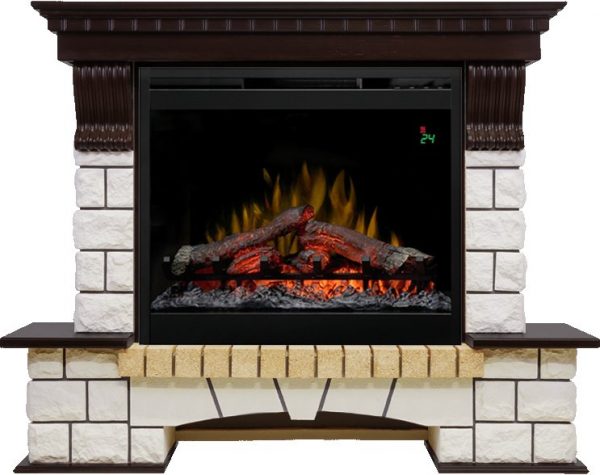 Каминокомплекты из камня Dimplex Каминокомплект Pierre Luxe - Венге / Белый с очагом Symphony 26'' DF2624L-INT