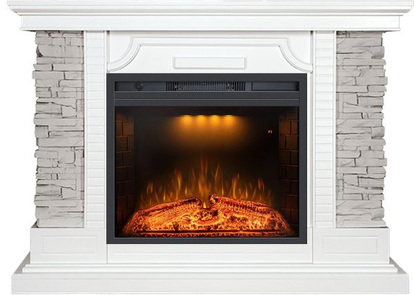 Каминокомплекты из камня Royal Flame Каминокомплект Avignon - Белый / Сланец серый с очагом Emerald 23