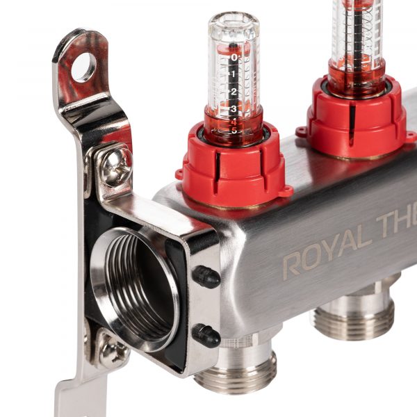 Коллектор Royal Thermo нерж. в сборе с расходомерами 1quot; ВР-3/4quot; НР с автомат. воздухоотвод-ми 2 вых. — изображение 3
