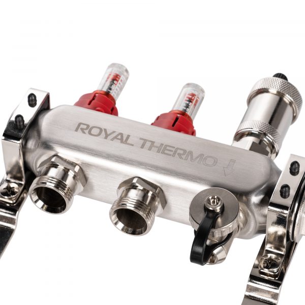 Коллектор Royal Thermo нерж. в сборе с расходомерами 1quot; ВР-3/4quot; НР с автомат. воздухоотвод-ми 2 вых. — изображение 6
