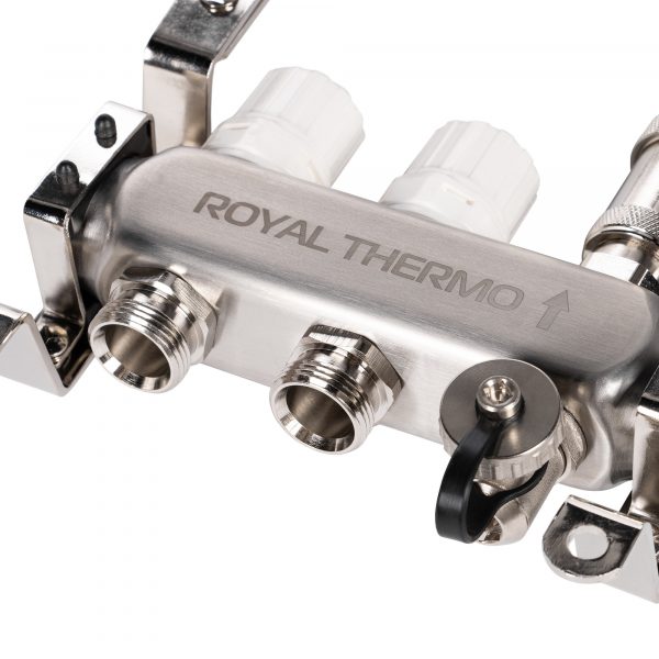 Коллектор Royal Thermo нерж. в сборе с расходомерами 1quot; ВР-3/4quot; НР с автомат. воздухоотвод-ми 2 вых. — изображение 7