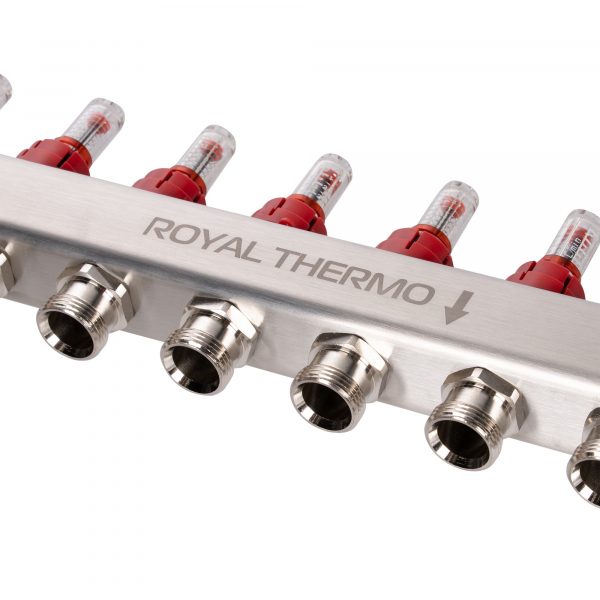Коллектор Royal Thermo нерж. в сборе с расходомерами 1quot; ВР-3/4quot; НР с автомат. воздухоотвод-ми 5 вых. — изображение 6