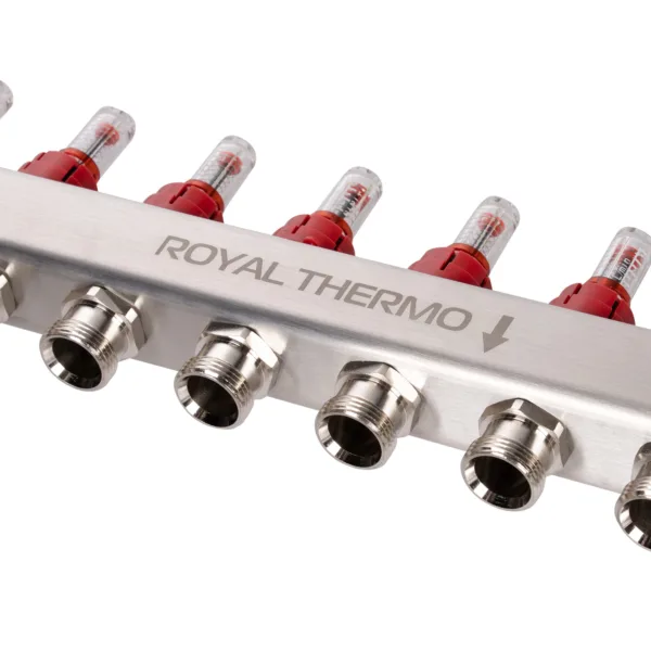 Коллектор Royal Thermo нерж. в сборе с расходомерами 1quot; ВР-3/4quot; НР с автомат. воздухоотвод-ми 6 вых. — изображение 6