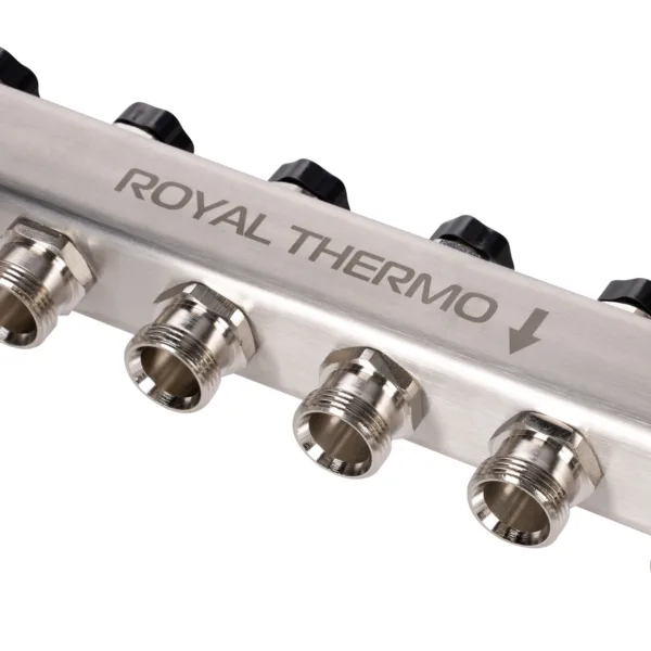 Коллектор Royal Thermo нерж. в сборе универсальный 1quot; ВР-3/4quot; НР с автомат. воздухоотвод-ми 10 вых. — изображение 6
