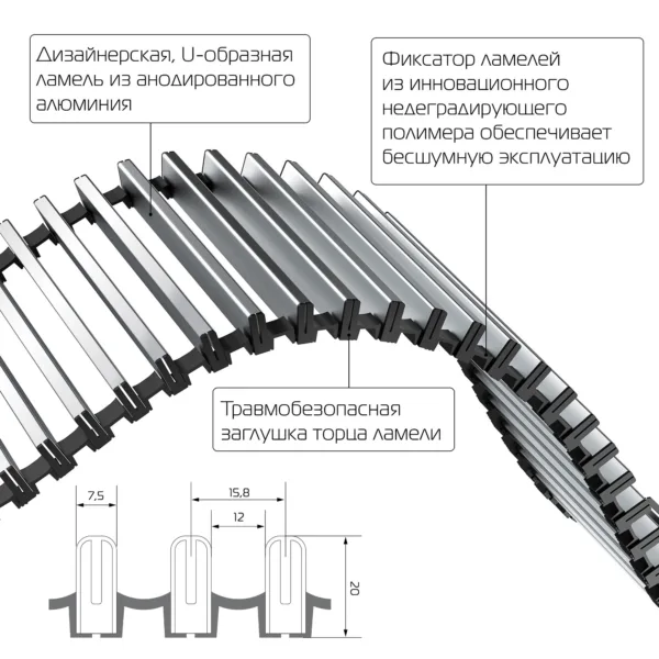 Конвектор внутрипольный Royal Thermo ATRIUM-75/400/1200-DG-U-LB — изображение 4