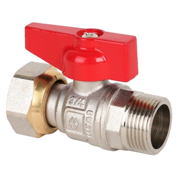 Кран шаровой латунный MVI DN15 PN25 нр-накидная гайка