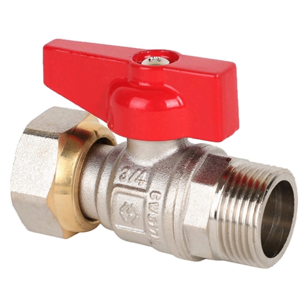 Кран шаровой латунный MVI DN15 PN25 нр-накидная гайка