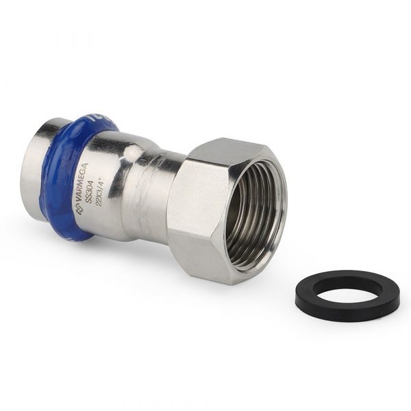 Муфта VARMEGA раструбная Inox Press с накидной гайкой 22x3/4quot; — изображение 2