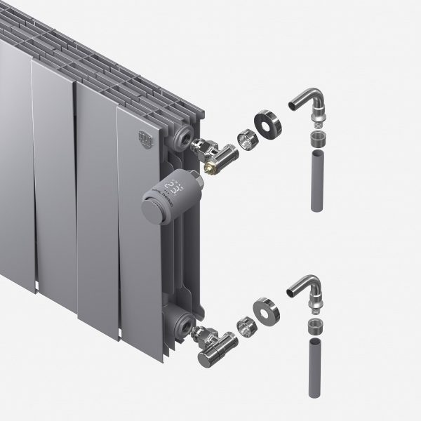 Набор термостатический для радиатора угловой Royal Thermo Design Pro 15 мм М30х1,5 (Хром) — изображение 3