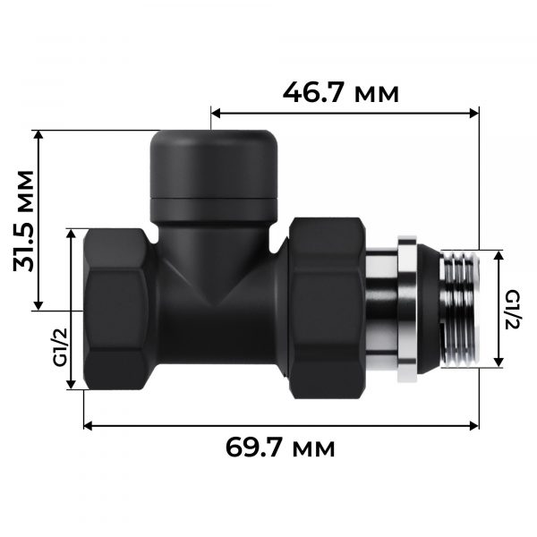 Набор термостатический прямой Royal Thermo Design 1/2quot;М30х1,5 (Черный) — изображение 6