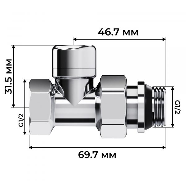 Набор термостатический прямой Royal Thermo Design 1/2quot;М30х1,5 (Хром) — изображение 6