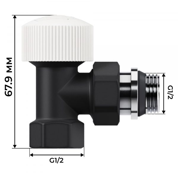 Набор термостатический угловой Royal Thermo Design 1/2quot;М30х1,5 (Черный) — изображение 4