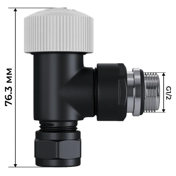 Набор термостатический угловой Royal Thermo Design Pro 15мм М30х1,5 (Черный) — изображение 4