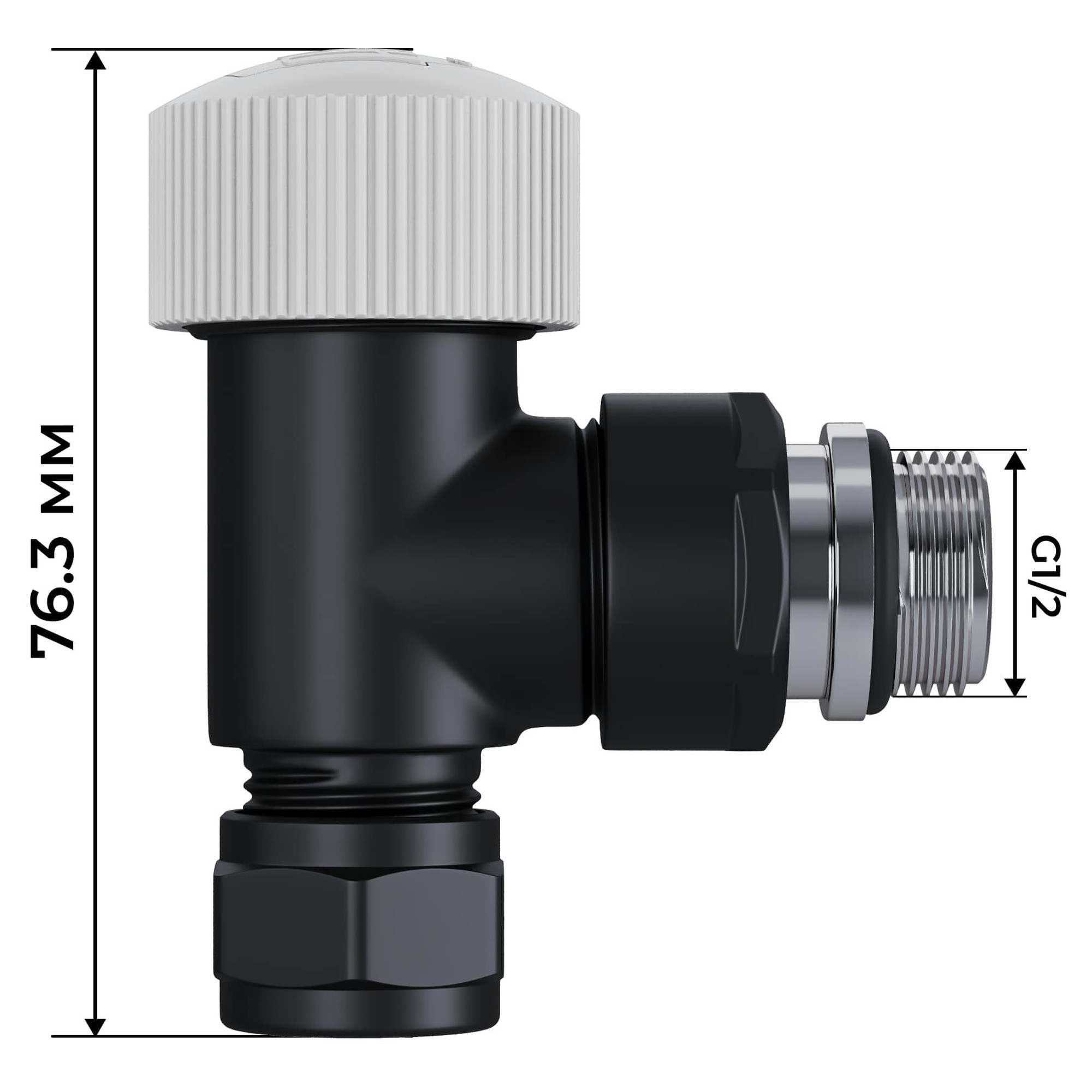 Набор термостатический угловой Royal Thermo Design Pro 15мм М30х1,5 (Черный) — изображение 4
