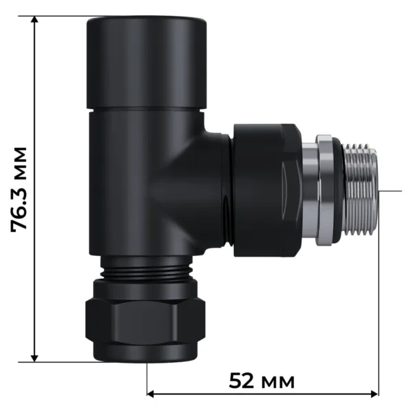 Набор термостатический угловой Royal Thermo Design Pro 15мм М30х1,5 (Черный) — изображение 6