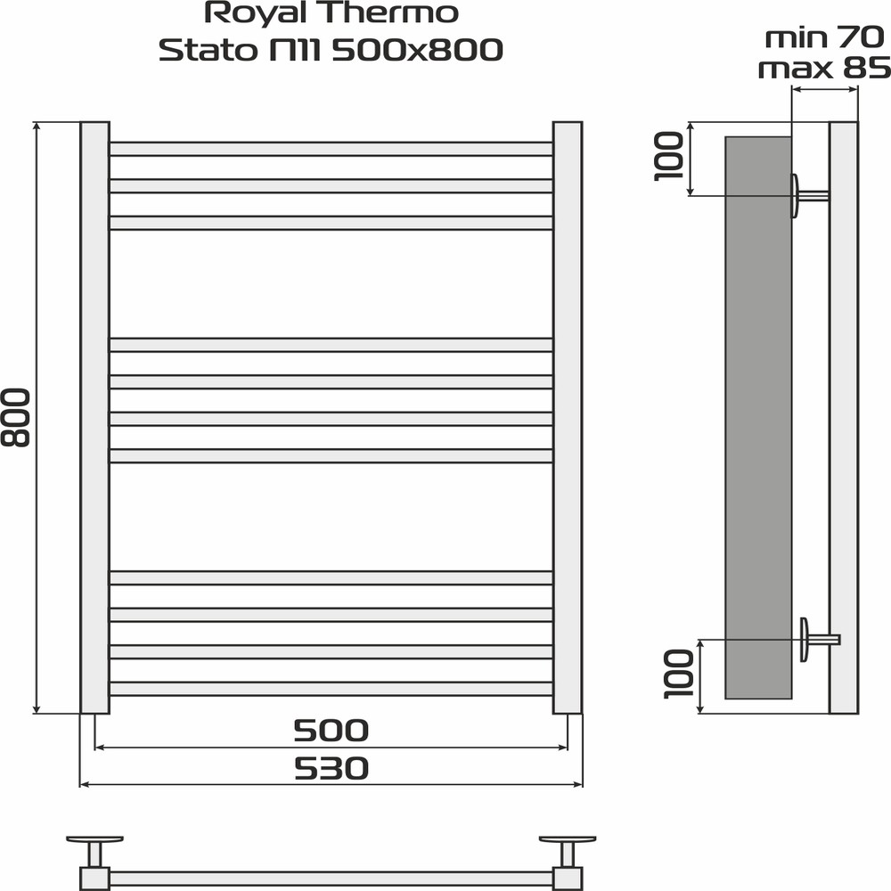 Полотенцесушитель Royal Thermo Statо П11 500х800 стальной — изображение 4