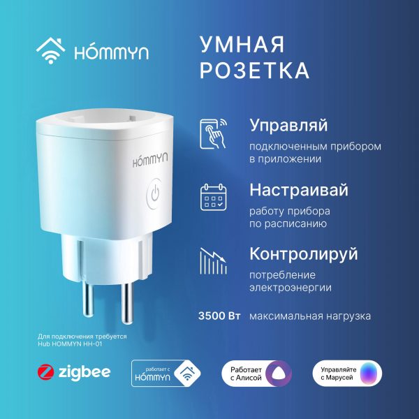Розетка умная HOMMYN Smart Plug RKNZ01 — изображение 4