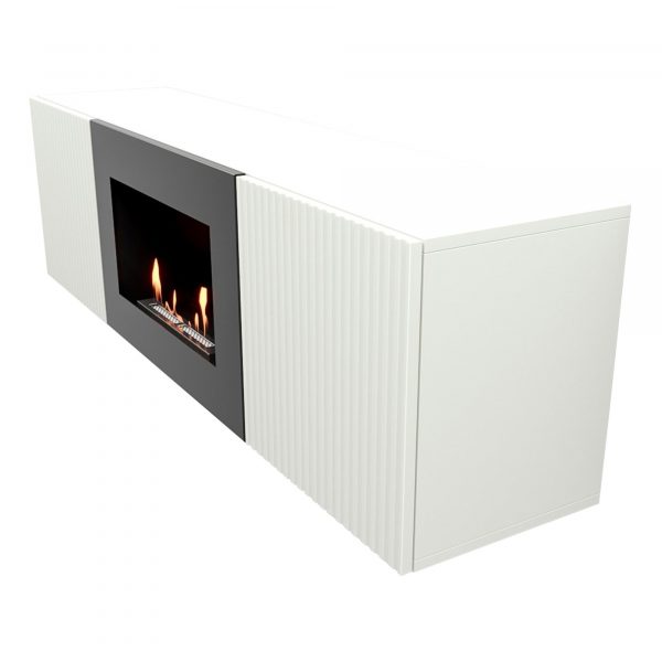 Тумба с биокамином Firelight BFP/P-1400L белая — изображение 6