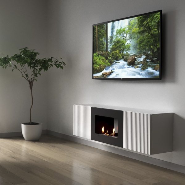 Тумба с биокамином Firelight BFP/P-1400L белая — изображение 7