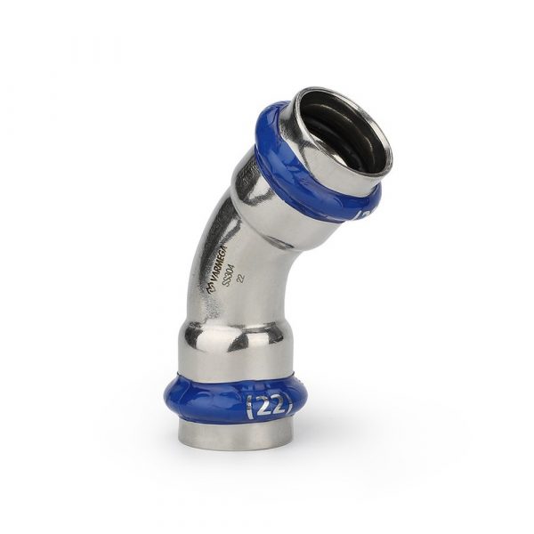 Угольник VARMEGA 45гр. двухраструбный Inox Press 35x35 — изображение 2