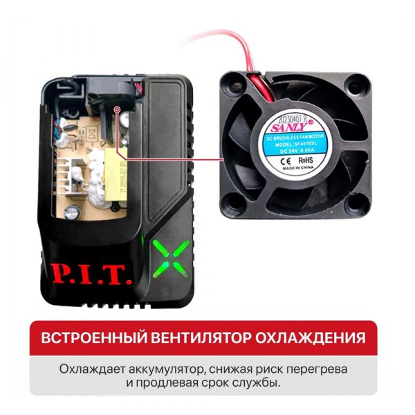 Устройство зарядное P.I.T. PH20-4.0A для всех АКБ 20В OnePower, 20В, 4.0А, 100Вт — изображение 8