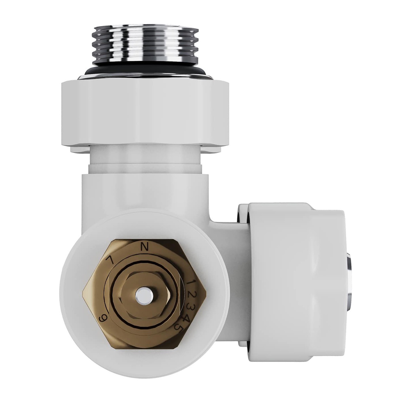 Узел нижнего подключения термостатический угловой Royal Thermo Design Pro 15мм М30х1,5 (Белый) — изображение 4
